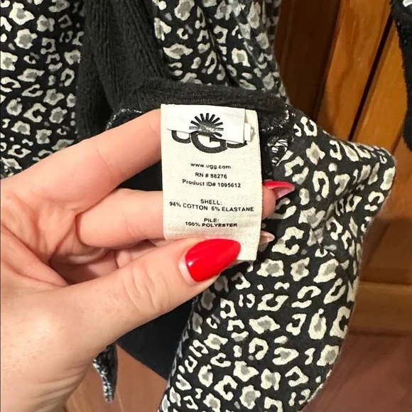 UGG DUFFIELD II BLACK GREY MICRO LEOPARD ROBE - WOMEN'S - Picture 6 of 7